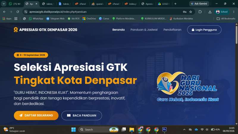Pembuatan Sistem Apresiasi GTK 2026 Kota Denpasar